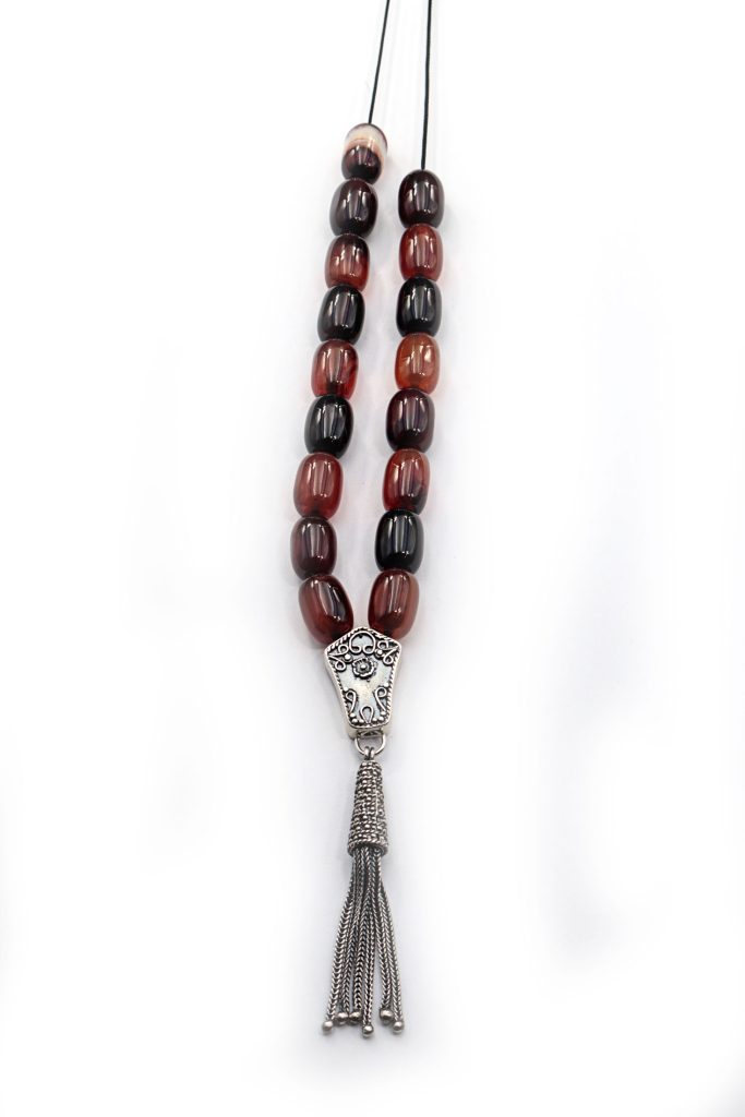 Κ3142 WORRY BEADS WITH SEMI PRECIOUS STONES AND SILVER PARTS